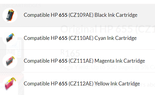 HP 655 Ink Cartridges